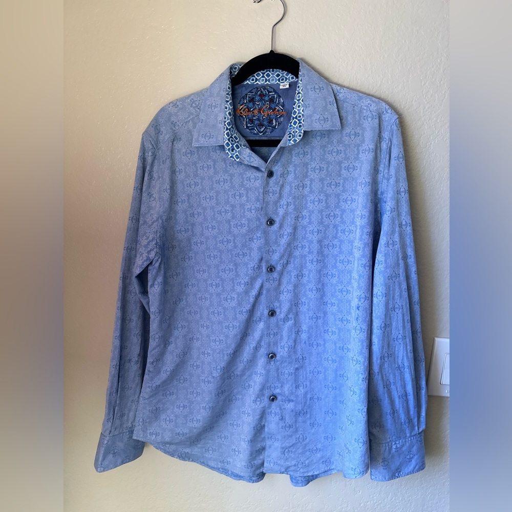 Baby Blue button down with paisley design
